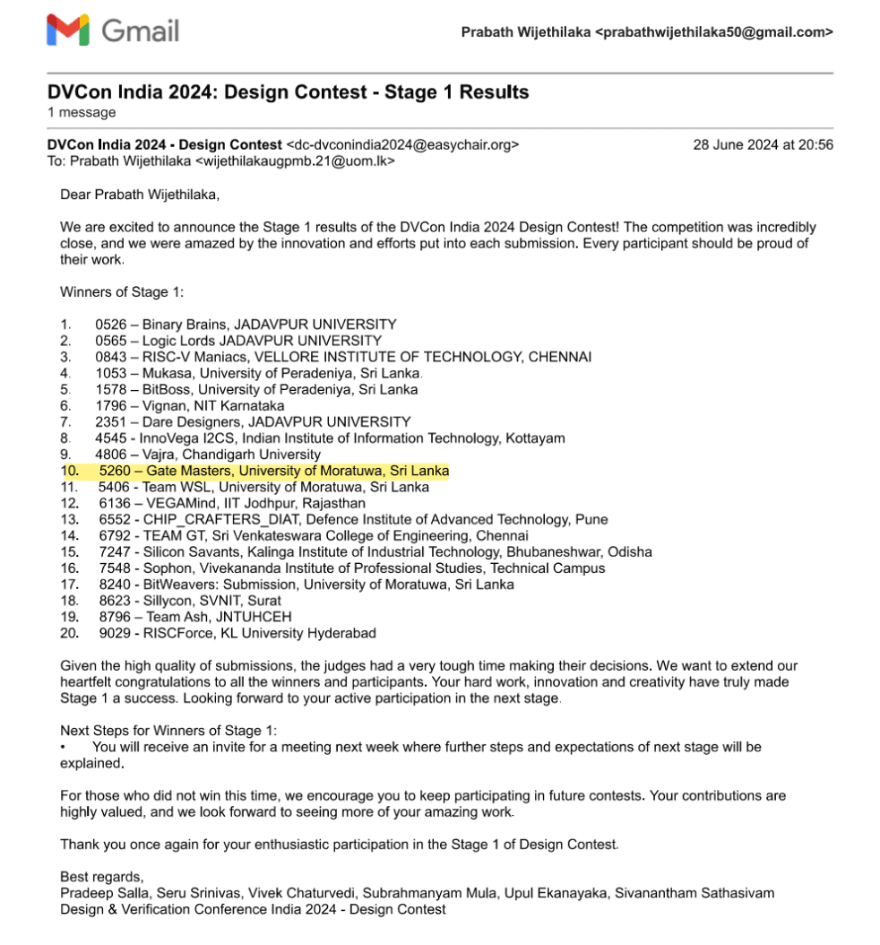 Stage 2 (Top 20) | DVCon India 2024 - International Design Contest