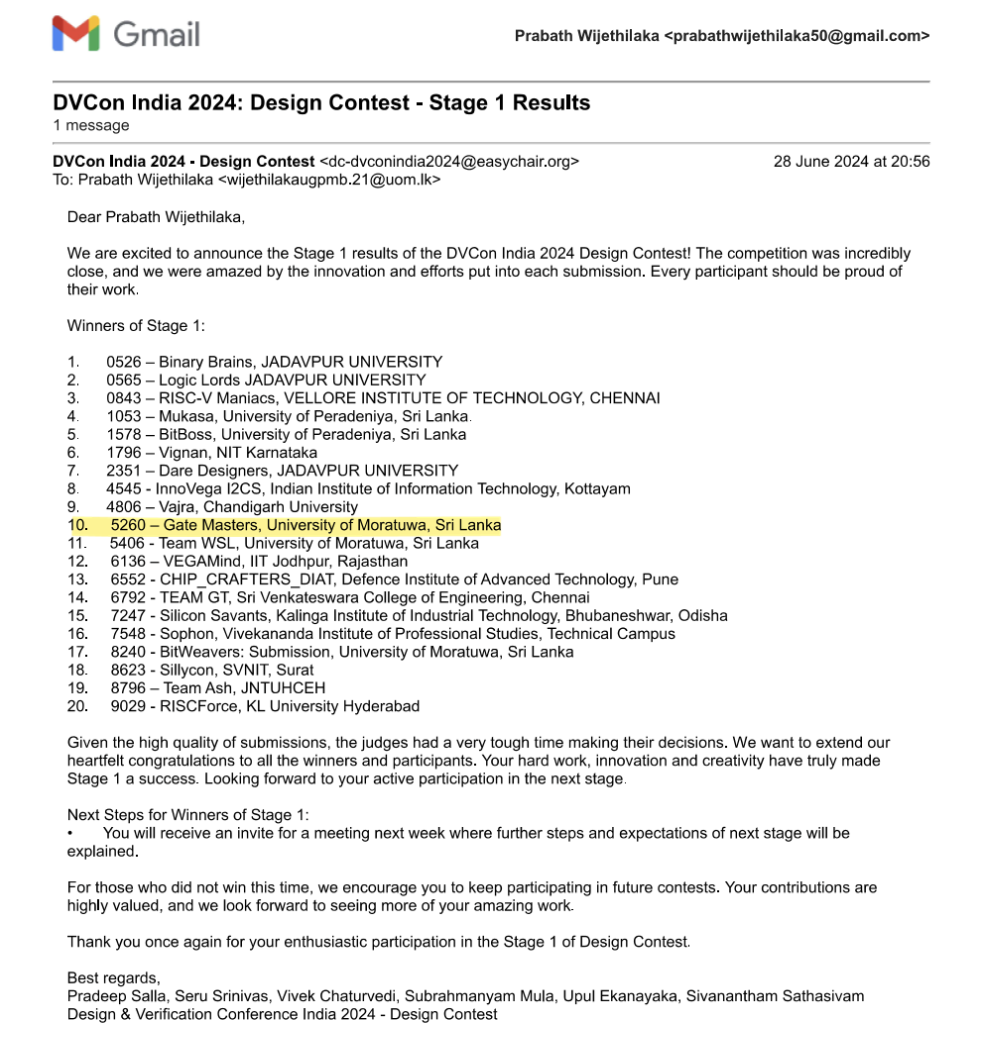 Stage 2 (Top 20) | DVCon India 2024 - International Design Contest